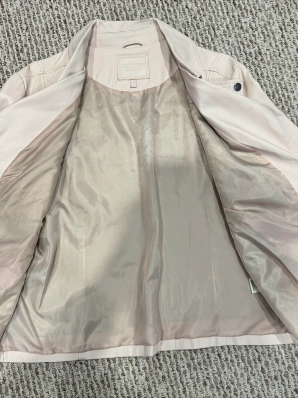Max Studio Baby Pink Faux Leather Moto Jacket Coquette Sexy Girl Feminine XL - Picture 5 of 8